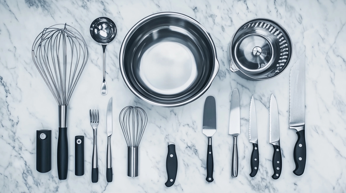 Accessoires du Monsieur Cuisine Connect : panier vapeur, fouet, spatule et couteau 4 lames