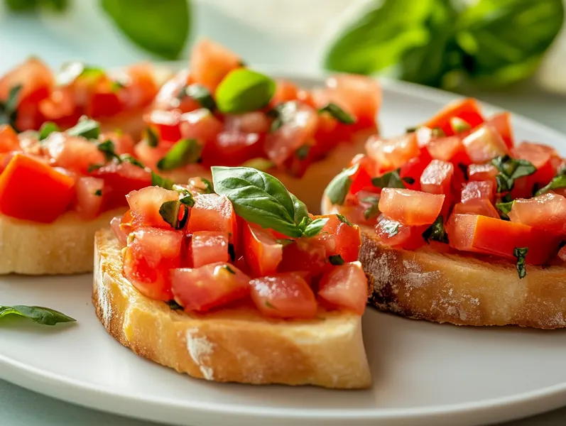 Recette de bruschetta à la tomate et au basilic frais