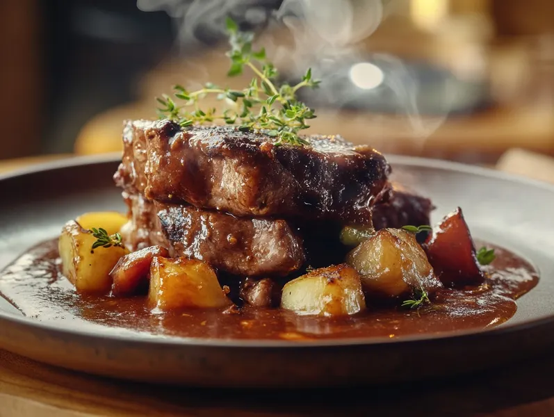 Savourez un bœuf effiloché mijoté lait de cuisson et tendrete au r...